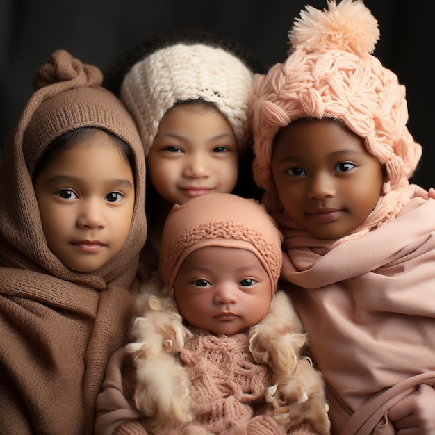 Free photo cute babies together indoors