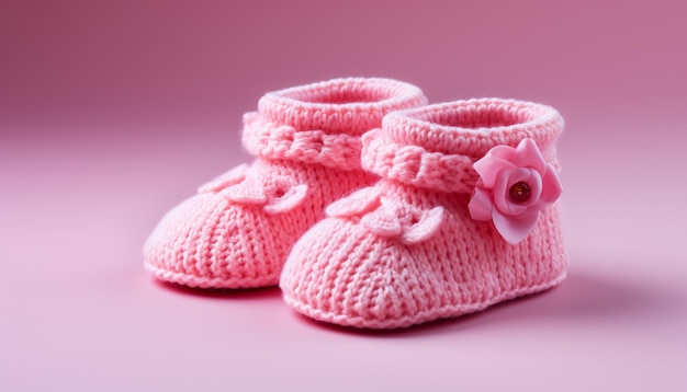 Free photo cute baby booties in pink a perfect gift generated by ai