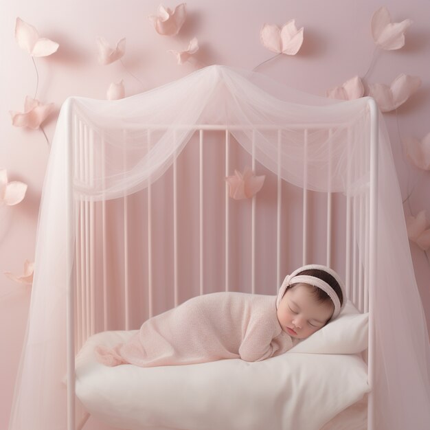 Cute baby sleeping indoors