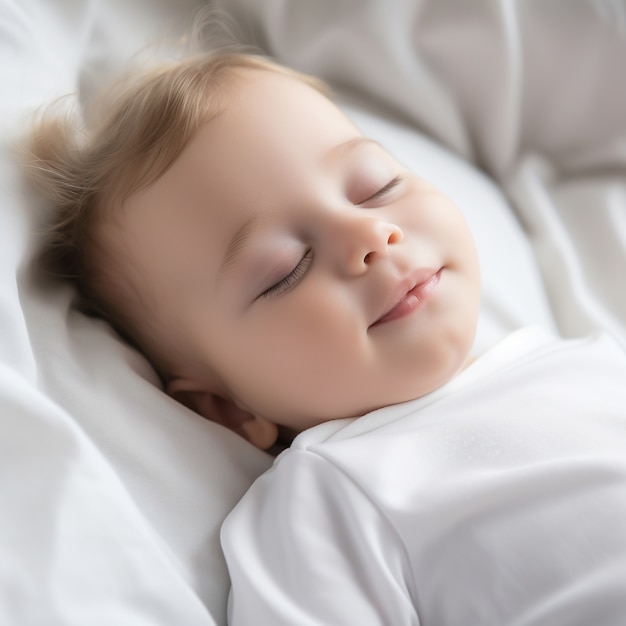 Free photo cute baby sleeping indoors