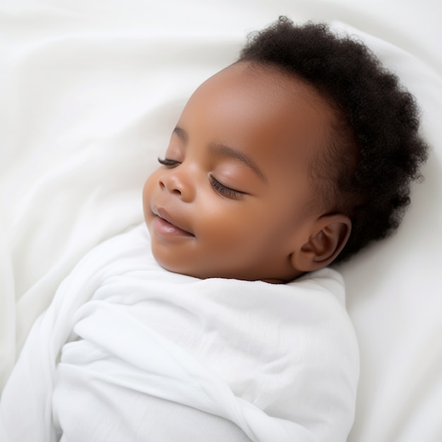 Cute baby sleeping indoors