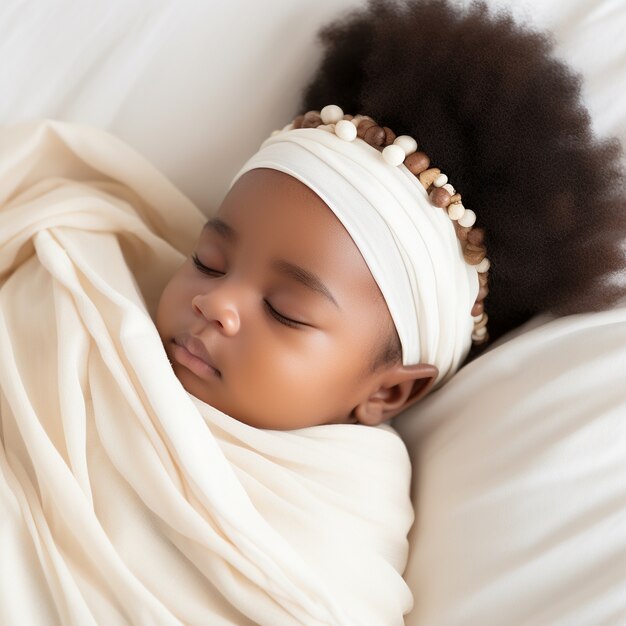 Cute baby sleeping indoors