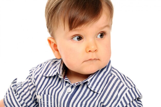 cute baby with casual clothes on white