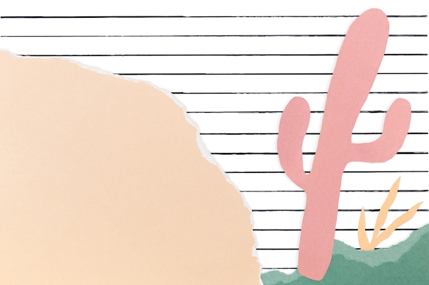cute background with pastel cactus paper craft