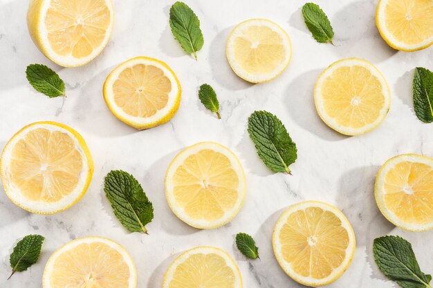 Cute background with slices of lemon