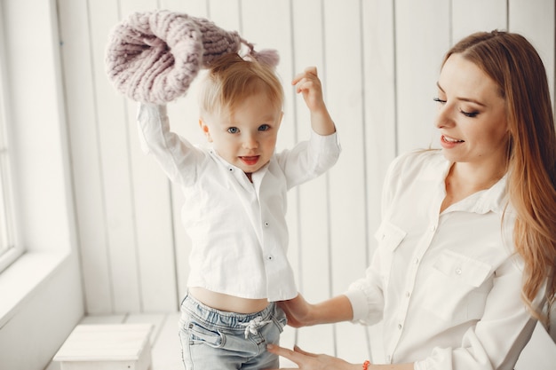 Free photo cute and big family sitting at home