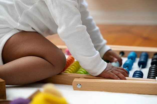 Cute black baby at home