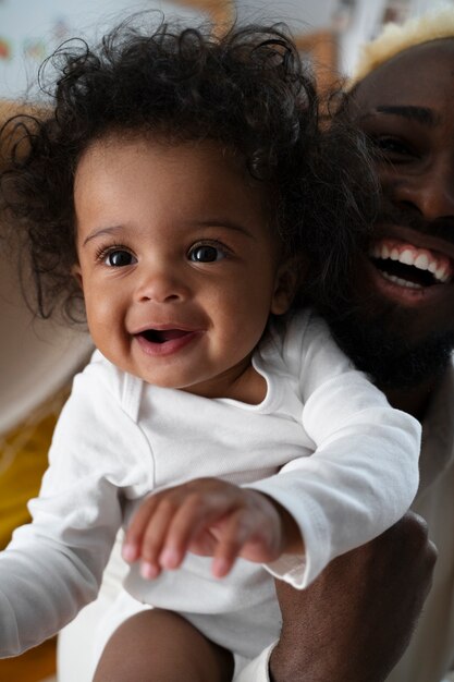 Cute black baby at home