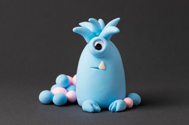 Cute blue play dough monster