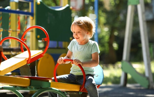 Cute boy playing in park