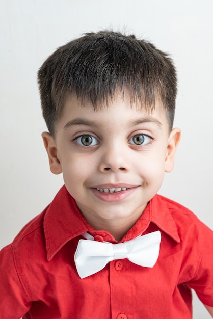 Cute boy with classic clothes fun expression