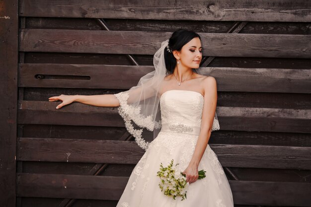 Cute bride with a bouquet