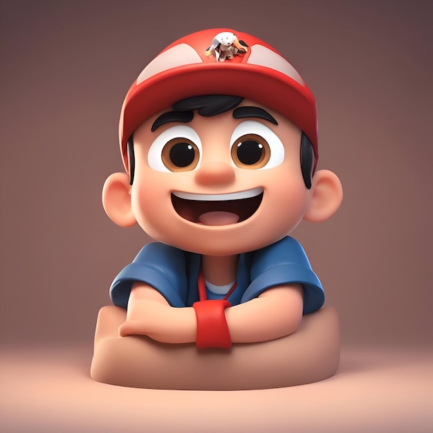 Foto gratuita piccolo ragazzo dei cartoni animati seduto su una sedia illustrazione 3d