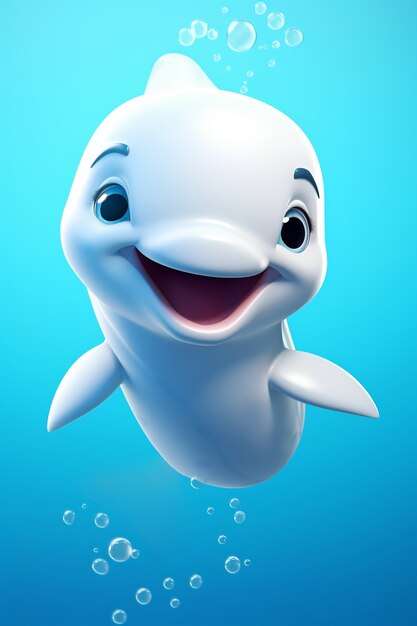Cute cartoon dolphin smiling