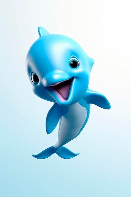 Бесплатное фото Милый мультяшный дельфин улыбается