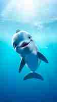 Free photo cute cartoon dolphin smiling