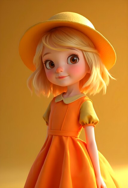 可愛い漫画の子供が肖像画にポーズをとっている