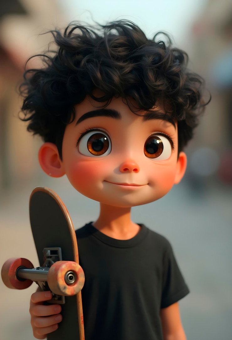 Free Photo cute cartoon kid posing portrait