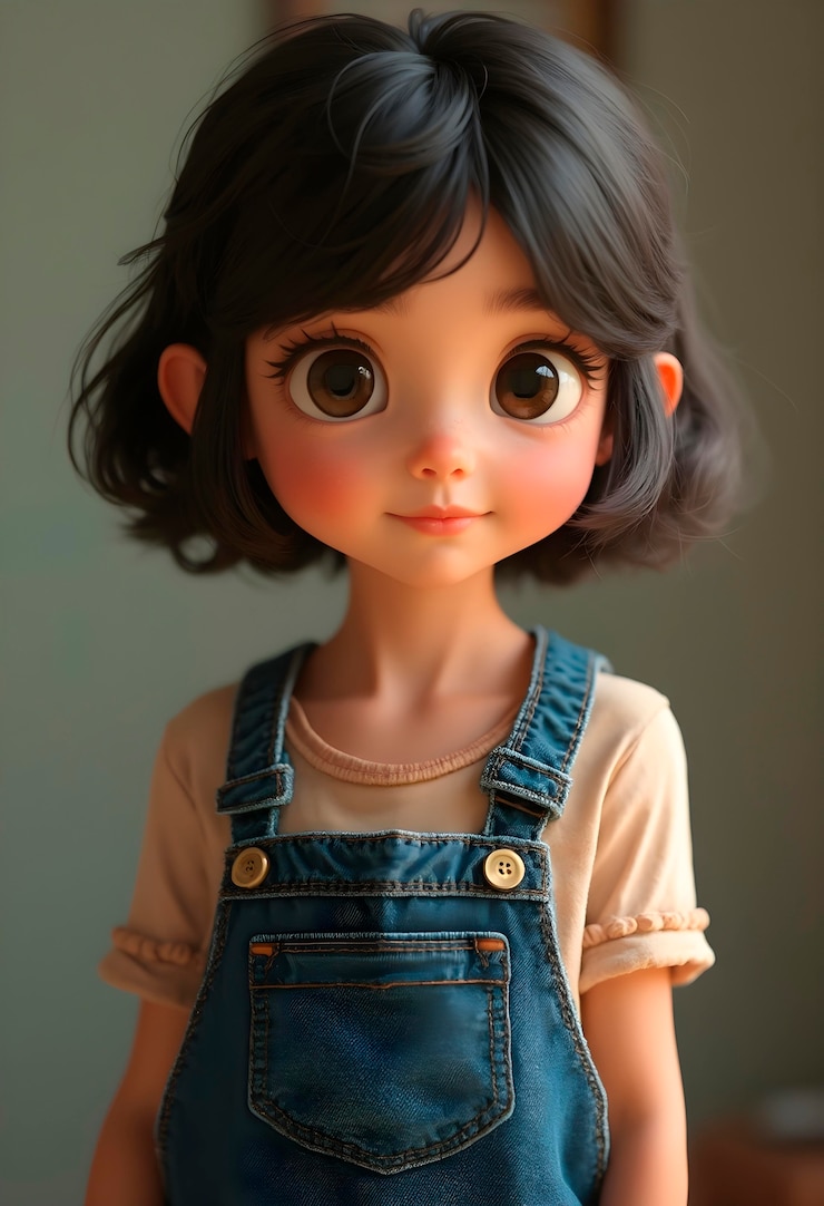 Free Photo cute cartoon kid posing portrait