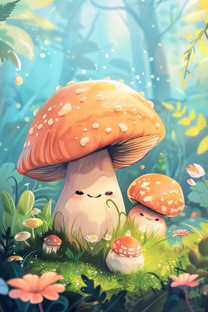 cute cartoon mushroom illustration