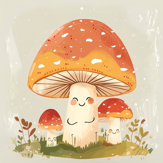 Free photo cute cartoon mushroom illustration