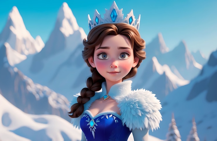 Free Photo cute cartoon princess wearing beautiful dress