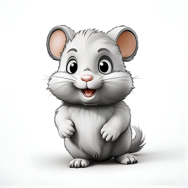 Симпатичная мультяшная крыса, сидящая на белом фоне. Векторная иллюстрация