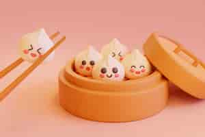 Free photo cute cartoon style food arrangement