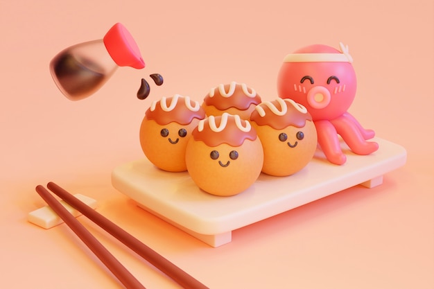 Cute cartoon style food arrangement