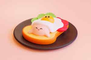 Free photo cute cartoon style food arrangement