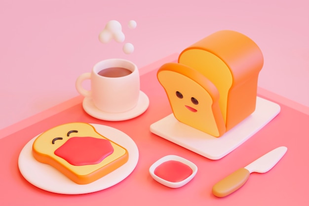 Free photo cute cartoon style food arrangement