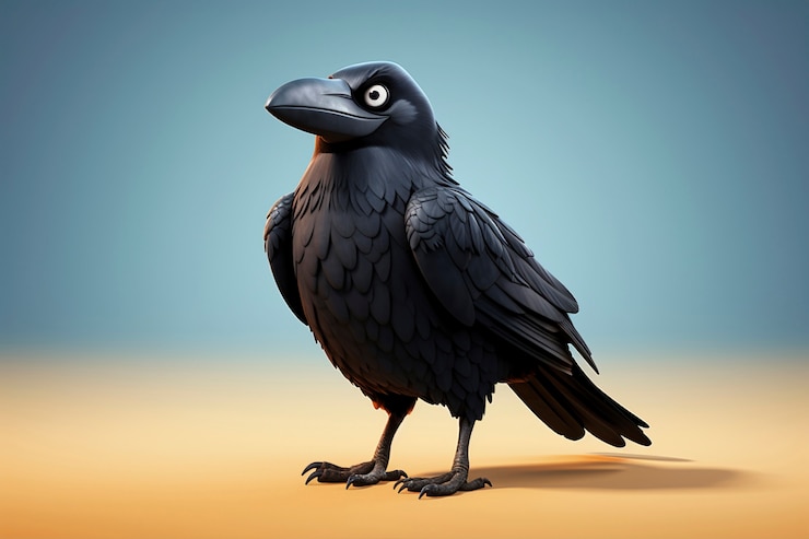 Free Photo cute cartoony crow in studio