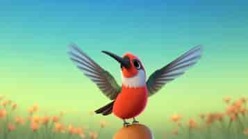 Бесплатное фото Милый мультфильмный колибри в природе
