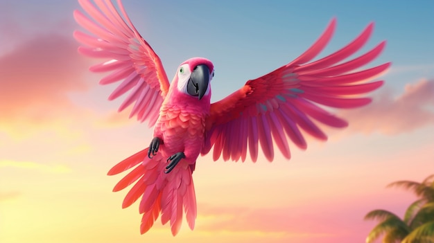 Cute cartoony parrot in nature