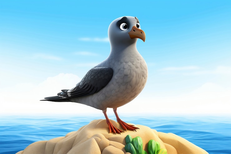 Free Photo cute cartoony seagullin nature