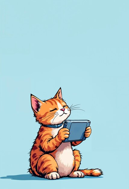 cute cat doing human activity