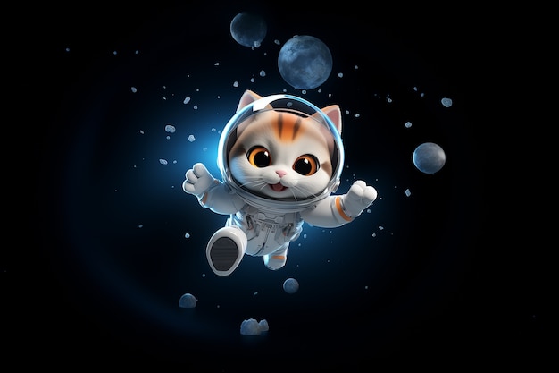 Бесплатное фото Милый кот в космосе