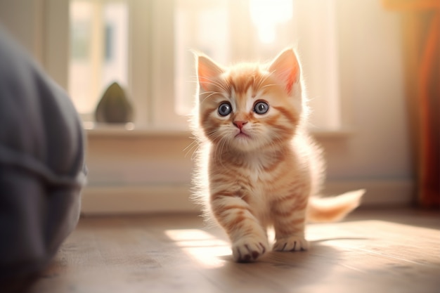 실내에서 쉬고 있는 귀여운 고양이