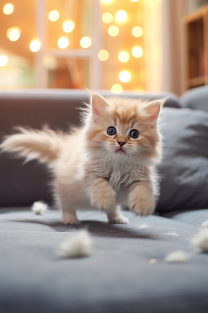 Free photo cute cat relaxing indoors