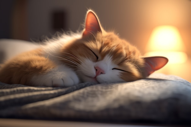 Cute cat sleeping indoors