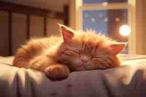 Free photo cute cat sleeping indoors