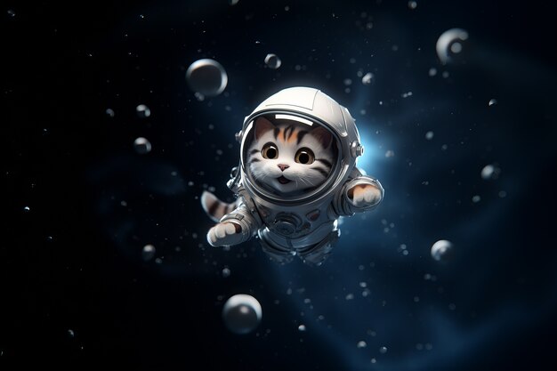 Cute cat  in space