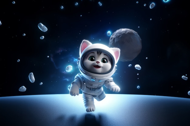 우주에 있는 귀여운 고양이