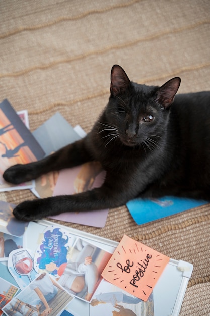 Free photo cute cat spending time indoors