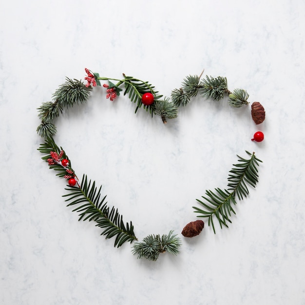 Cute christmas decoration with pine leaves