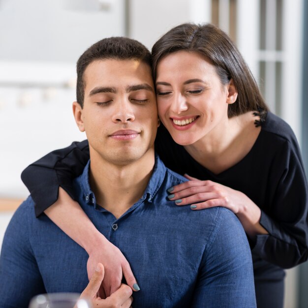 Cute couple being close on valentine's day