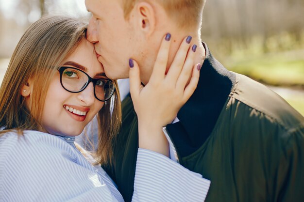 cute couple in a forest