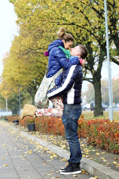 Cute couple having a good time outside