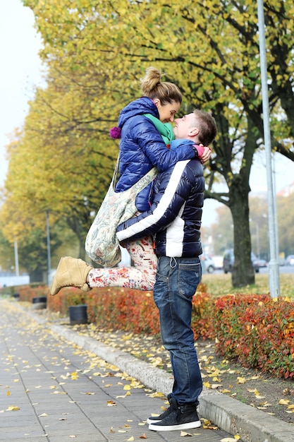 Cute couple having a good time outside