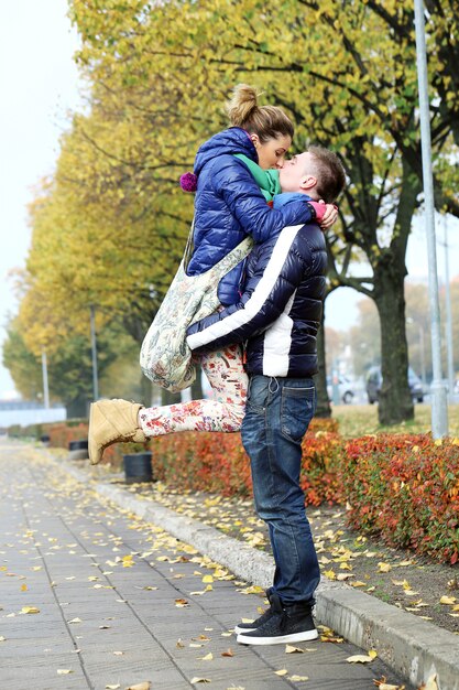 Cute couple having a good time outside